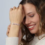 Pulsera Herringbone con Piedras de Nacimiento [Plata de Ley]