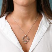 Collar de Piedras de Nacimiento Aros de Amor [Efecto Martillado - Plata de Ley]