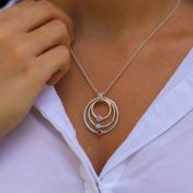 Collar de Piedras de Nacimiento Aros de Amor [Efecto Martillado - Plata de Ley]