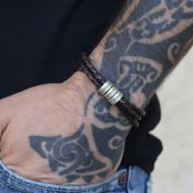 Brown Genuine Leather Bracelet with kid's names