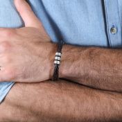 Leather Bracelet with Engravings. Brown Bracelet for Men