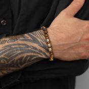 Brown Tiger Eye Men Name Bracelet - 10 Karat Gold