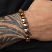 Brown Tiger Eye Men Name Bracelet - 925 Sterling Silver