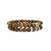 Pulsera Clásica de Ojo de Tigre Marrón para Mujer [Plata de Ley] 