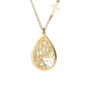Cherished Spot Map Necklace with Sideways Cross [18K Gold Plated]