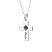 Engraved Cross Necklace with Nano Bible [Sterling Silver]