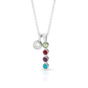 Talisa Stars Drop Birthstone Necklace With 0.30ct Diamond [Sterling Silver]