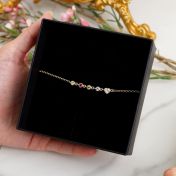 Pulsera de Piedra de Nacimiento Estrellas Encantadas con Colgante de Corazón [Bañado en Oro de 18K]