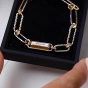 Engravable Hexa Bar Amy Chain Bracelet [18K Gold Plated]