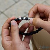 Compass Men Name Bracelet with Lava Stones