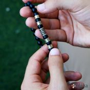 Bracelet Onyx Noir Prénom avec Boussole pour Homme - Laiton Doré