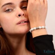 Cross Diamond Name Bracelet - Howlite [Sterling Silver]