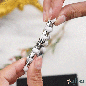 Bracelet Howlite Prénom avec Croix pour Femme [Argent 925]