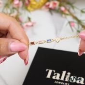 Deslumbrante Pulsera de Piedra de Nacimiento en Forma de Corazón [Bañado en Oro de 18K]