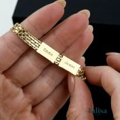 Pulsera Emma Herringbone con Nombre [Oro Vermeil de 18K]