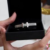 Verzaubertes Milanaise Armband mit Gravur - Balken Charm [Sterlingsilber]