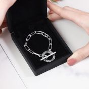 Family Journey Link Chain Name Bracelet - Dark Circle [Sterling Silver]