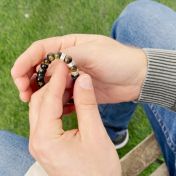 Bracelet Œil de Tigre Vert avec Prénoms pour Homme