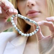 Bracelet Howlite Avec Nano Bible pour Femme [Argent 925]