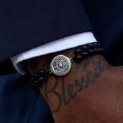 Bracelet Onyx Noir Silhouette Carte pour Hommes [Vermeil 18ct]