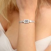 Treasured Spot Map Silhouette Bracelet with Braided Chain [Silver]