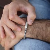 Pulsera Celta Personalizada para Hombre - Plata Negra