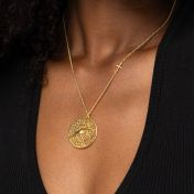 Edelsteen Vlek Kaart Ketting met Zijdelings Kruis [18K Goud Vermeil]