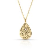 Cherished Spot Engraved Map Necklace [14 Karat Gold]