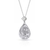 Cherished Spot Engraved Map Necklace With 1 Ct Diamond [14 Karat White Gold]
