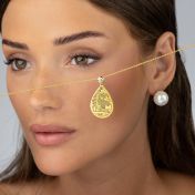 Cherished Spot Engraved Map Necklace with Diamond [14 Karat Gold]