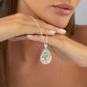Cherished Spot Engraved Map Necklace with Diamond [Sterling Silver]