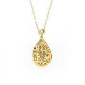 Cherished Spot Engraved Map Necklace with Heart Diamond [14 Karat Gold]