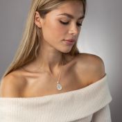 Collier Lieu Précieux Carte Gravée avec Diamant en Forme de Cœur – Argent 925