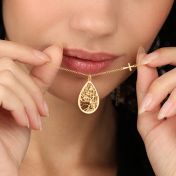 Cherished Spot Map Necklace with Sideways Cross [18K Gold Plated]