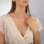 Cherished Spot Map Necklace With Diamond Frame [Sterling Silver]