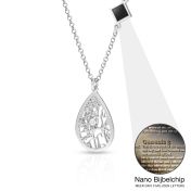 Gekoesterde Plek Kaart Ketting met Nano Bijbel [Sterling Zilver]