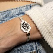 Bracelet Carte Silhouette Endroit Chéri avec Chaîne Tressée - Argent 925