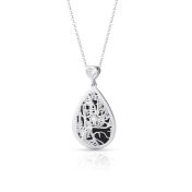 Cherished Spot Silhouette Map Necklace with Heart Diamond [Silver]