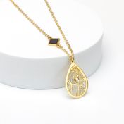 Gekoesterde Plek Kaart Ketting met Nano Bijbel [18K Goud Vermeil]