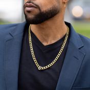 Cuban Link Chain with Cross for Men – 8mm [Gold Plated]