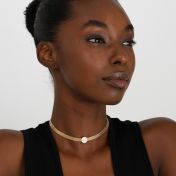 Verzaubertes Pavé Charm Milanaise Kette [750er Gold Vermeil]