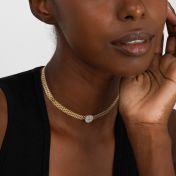 Verzaubertes Pavé Charm Milanaise Kette [750er Gold Vermeil]