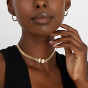 Verzaubertes Pavé Charm Milanaise Kette [750er Gold Vermeil]