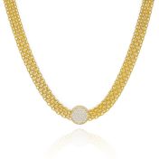 Verzaubertes Pavé Charm Milanaise Kette [750er Gold Vermeil]