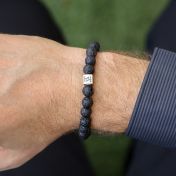 Signature Black Lava Stone Men Bracelet - Sterling Silver