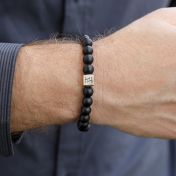 Handtekening Zwarte Onyx Mannen Armband - Sterling Zilver