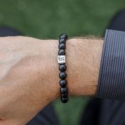 Handtekening Zwarte Onyx Mannen Armband - Sterling Zilver