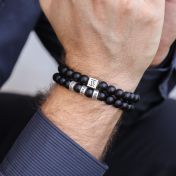 Handtekening Zwarte Onyx Mannen Armband - Sterling Zilver