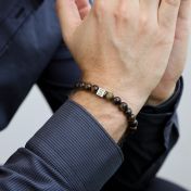 Classic Green Tiger Eye Men Bracelet - Sterling Silver