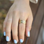 Anillo Apillable Familia Brillante con Nombre [Baño de Oro 18 ct]